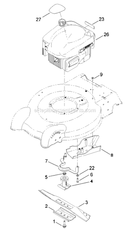 Engine_And_Blade_Assembly Diagram and Parts List for 10634  Lawn Boy Lawn Mower